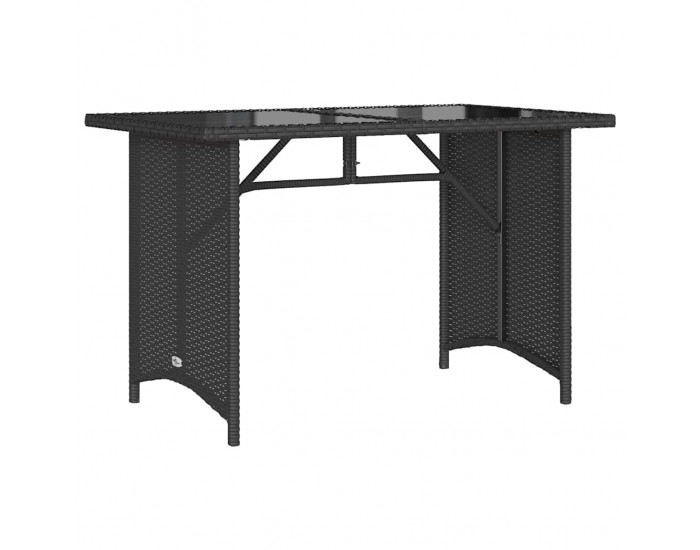 Sonata H Градинска маса със стъклен плот черен 110x68x70 см полиратан