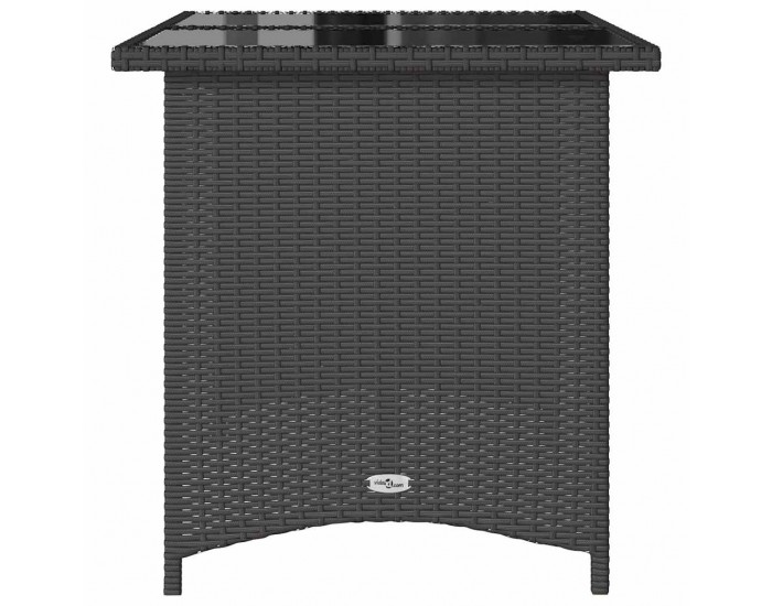 Sonata H Градинска маса със стъклен плот черен 110x68x70 см полиратан