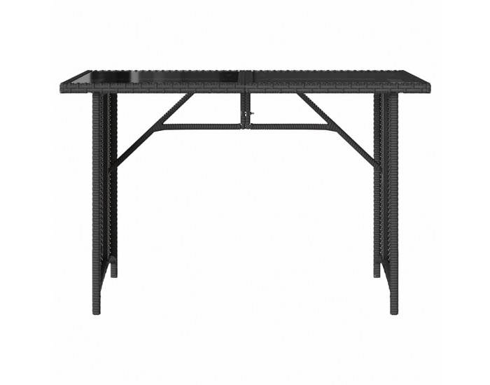 Sonata H Градинска маса със стъклен плот черен 110x68x70 см полиратан