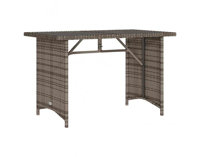 Sonata H Градинска маса със стъклен плот сива 110x68x70 см полиратан
