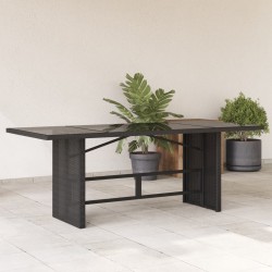 Sonata H Градинска маса със стъклен плот черен 190x80x75 см полиратан - Mese de grădină