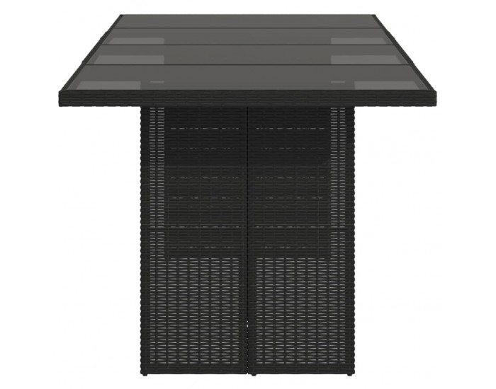 Sonata H Градинска маса със стъклен плот черен 190x80x75 см полиратан