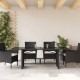 Sonata H Градинска маса със стъклен плот черен 190x80x75 см полиратан