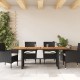 Sonata Masă grădină, blat din lemn acacia negru 190x80x75 cm poliratan
