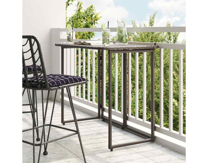 Sonata Masă pliabilă de grădină maro 90x51x75 cm Poly Ratan