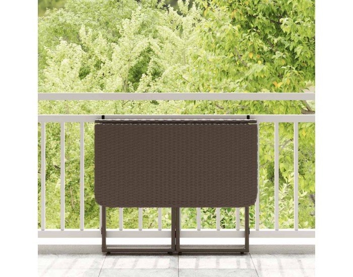 Sonata Masă pliabilă de grădină maro 90x51x75 cm Poly Ratan
