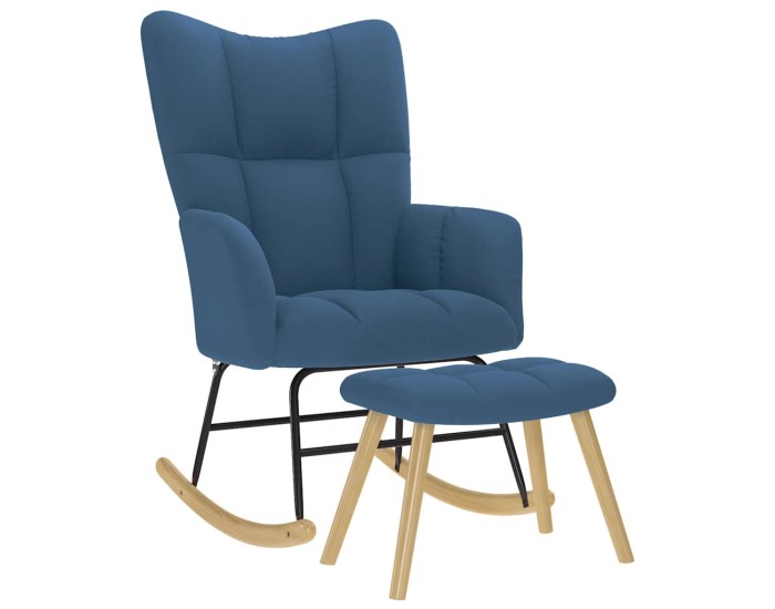 Sonata Scaun balansoar cu taburet, albastru, material textil
