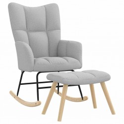 Sonata H Люлеещ се стол с табуретка за крака Cloud Grey Fabric - Scaune de grădină