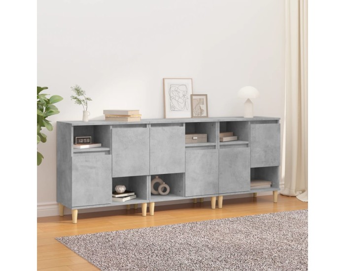 Sonata Dulapuri, 3 buc, gri beton, 60x35x70 cm, lemn prelucrat