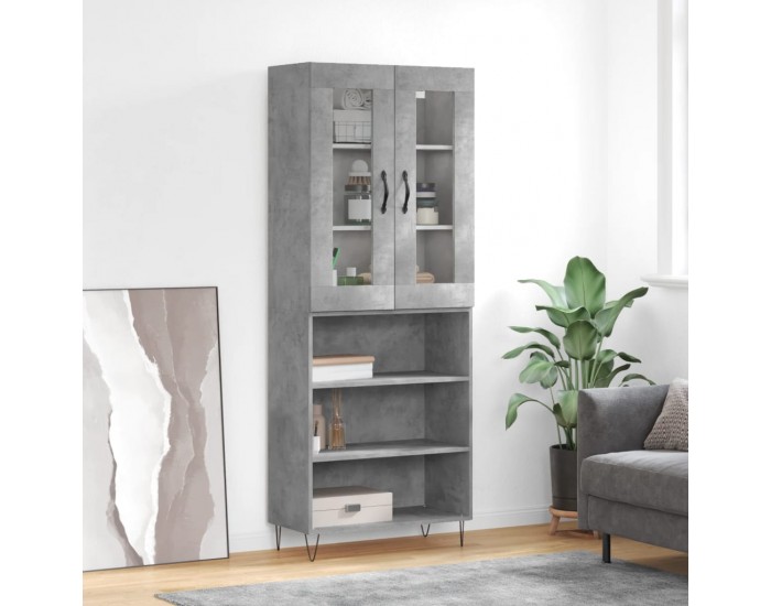 Sonata H Висок шкаф, бетонно сив, 69,5x34x180 см, инженерно дърво
