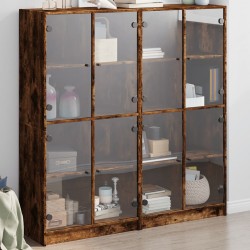 Sonata H Библиотека с врати опушен дъб 136x37x142 см инженерно дърво - Living