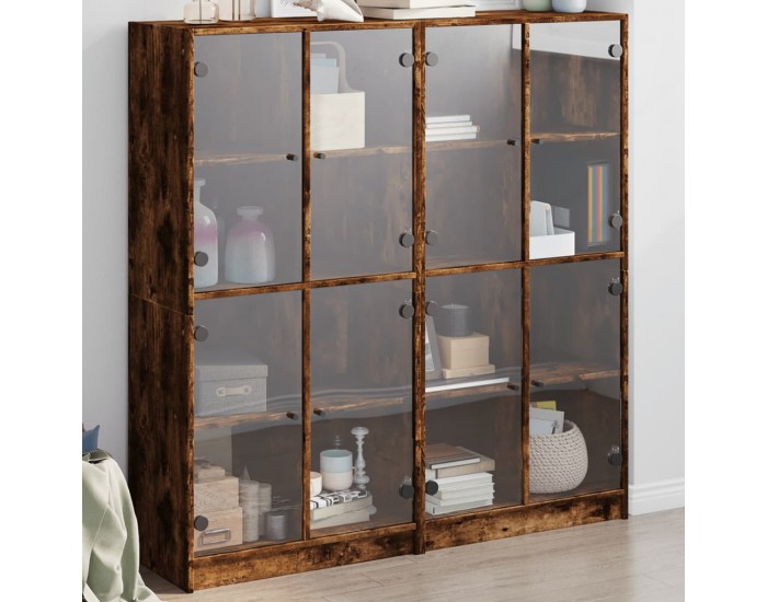Sonata H Библиотека с врати опушен дъб 136x37x142 см инженерно дърво