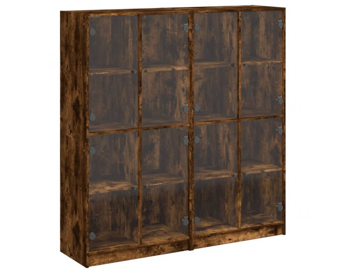 Sonata H Библиотека с врати опушен дъб 136x37x142 см инженерно дърво