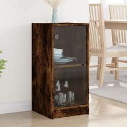 Sonata H Страничен шкаф със стъклени врати, опушен дъб, 35x37x75,5 cm - Corpuri, vitrine, biblioteci modulare