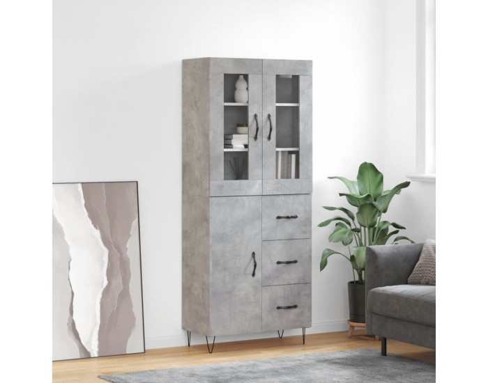 Sonata H Висок шкаф, бетонно сив, 69,5x34x180 см, инженерно дърво