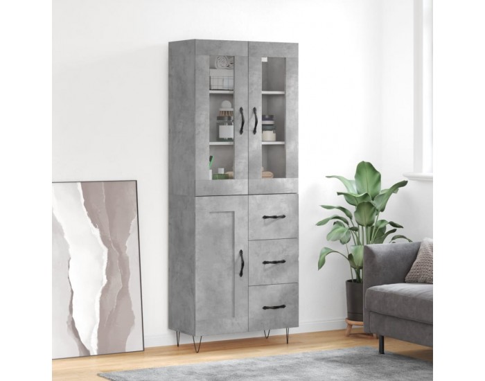 Sonata H Висок шкаф, бетонно сив, 69,5x34x180 см, инженерно дърво