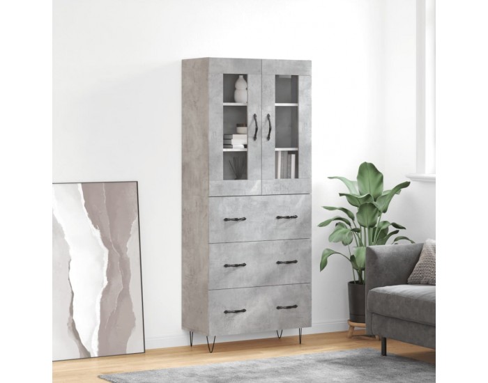 Sonata H Висок шкаф, бетонно сив, 69,5x34x180 см, инженерно дърво