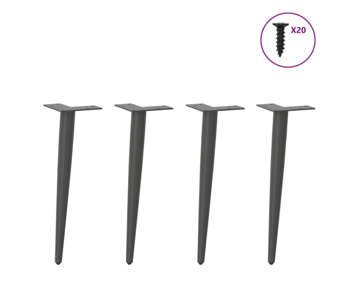 Sonata Picioare pentru măsuță de cafea, formă conică, 4 buc., antracit, 30-31 cm, oțel