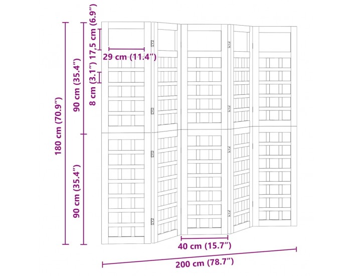 Sonata H Скрин за уединение на открито 5 pcs Кафяво 200 x 180 cm