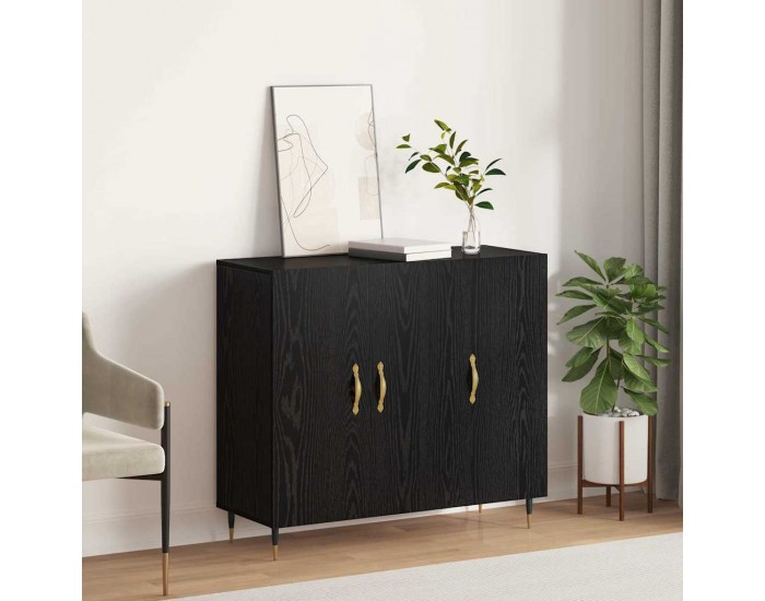 Sonata H Служебен шкаф Черно 90 x 34 x 80 см Инженерно дърво