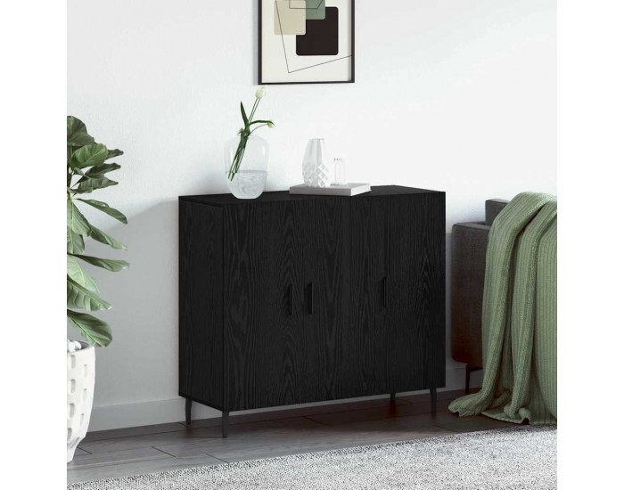 Sonata H Служебен шкаф Черно 90 x 34 x 80 см Инженерно дърво