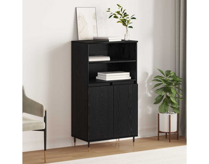 Sonata H Висок шкаф Черно 60 x 36 x 110 см Инженерно дърво