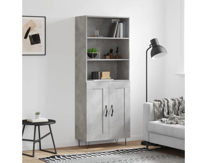 Sonata H Висок шкаф, бетонно сив, 69,5x34x180 см, инженерно дърво