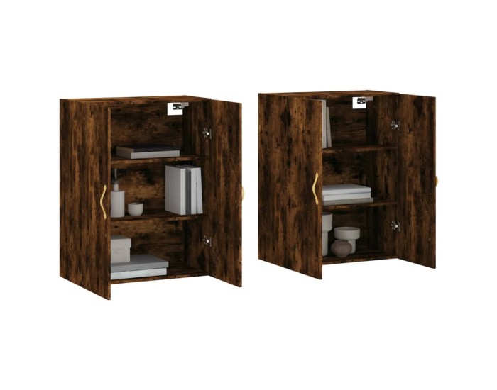 Sonata Dulapuri montate pe perete, 2 buc, stejar afumat, 69,5x34x90 cm