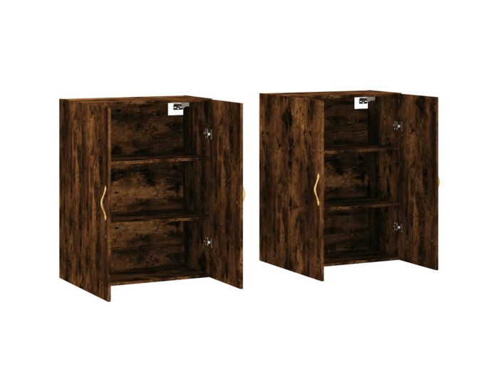 Sonata Dulapuri montate pe perete, 2 buc, stejar afumat, 69,5x34x90 cm