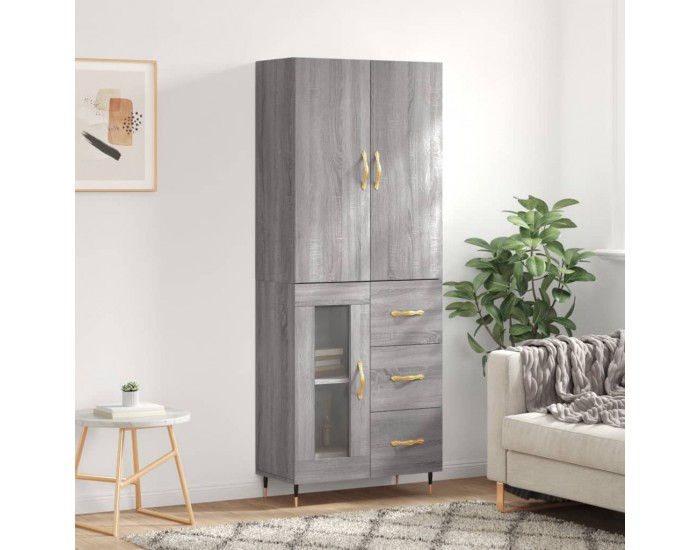 Sonata H Висок шкаф, сив сонома, 69,5x34x180 см, инженерно дърво