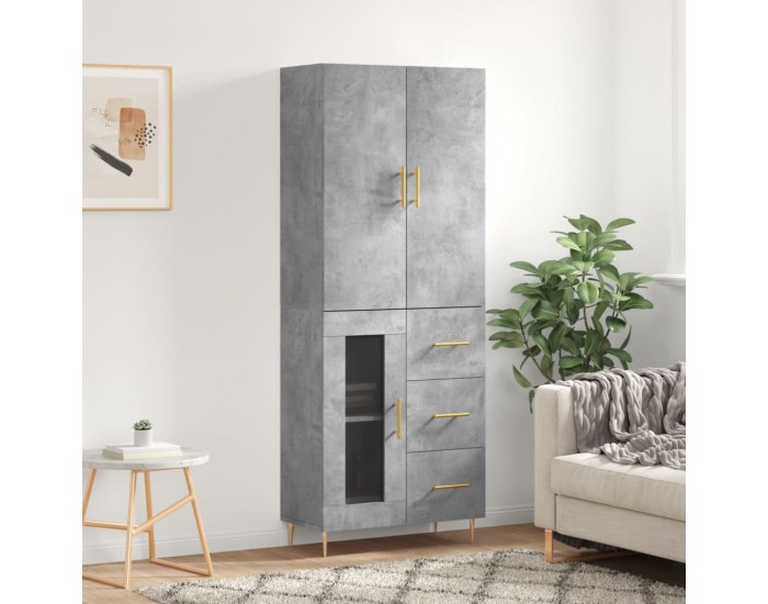 Sonata H Висок шкаф, бетонно сив, 69,5x34x180 см, инженерно дърво