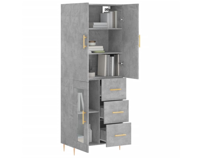 Sonata Dulap înalt, gri beton, 69,5x34x180, lemn compozit