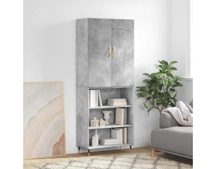 Sonata H Висок шкаф, бетонно сив, 69,5x34x180 см, инженерно дърво