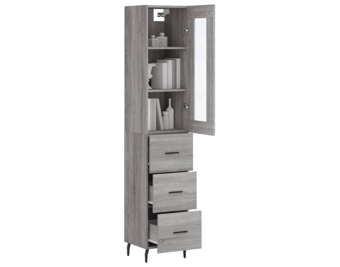 Sonata Dulap înalt, gri sonoma, 34,5x34x180 cm, lemn prelucrat