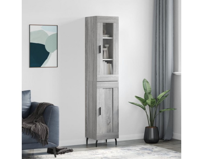 Sonata H Висок шкаф, сив сонома, 34,5x34x180 см, инженерно дърво
