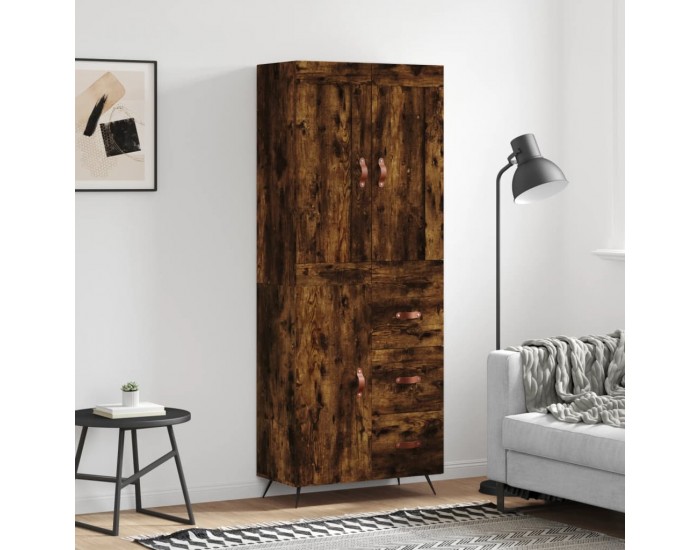 Sonata H Висок шкаф, опушен дъб, 69,5x34x180 см, инженерно дърво
