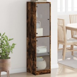 Sonata H Висок шкаф със стъклена врати, опушен дъб, 35x37x142 см - Corpuri, vitrine, biblioteci modulare