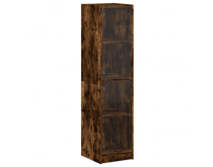 Sonata H Висок шкаф със стъклена врати, опушен дъб, 35x37x142 см