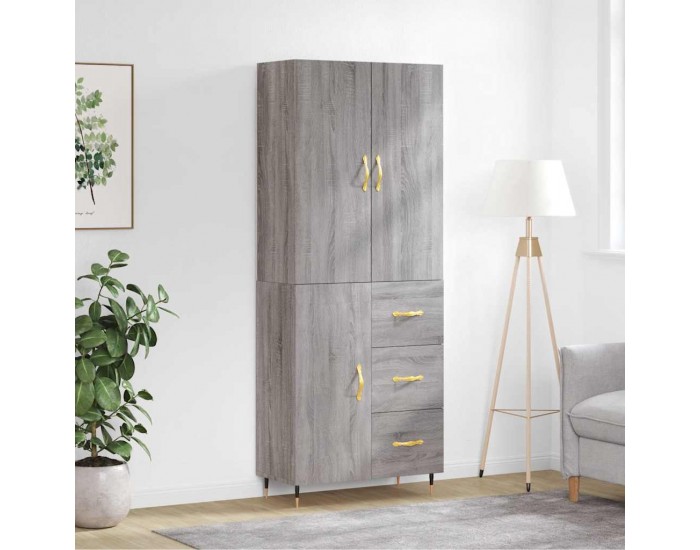 Sonata H Висок шкаф, сив сонома, 69,5x34x180 см, инженерно дърво