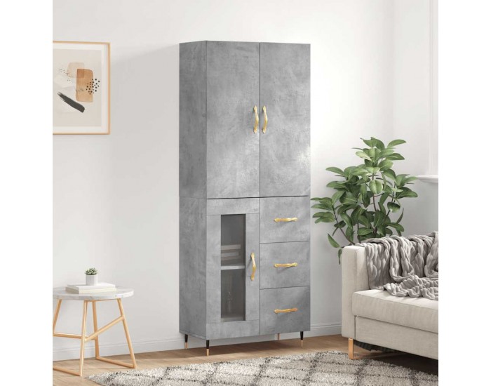 Sonata H Висок шкаф, бетонно сив, 69,5x34x180 см, инженерно дърво