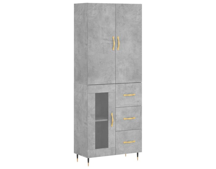 Sonata Dulap înalt, gri beton, 69,5x34x180, lemn compozit