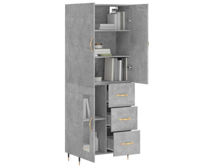 Sonata Dulap înalt, gri beton, 69,5x34x180, lemn compozit