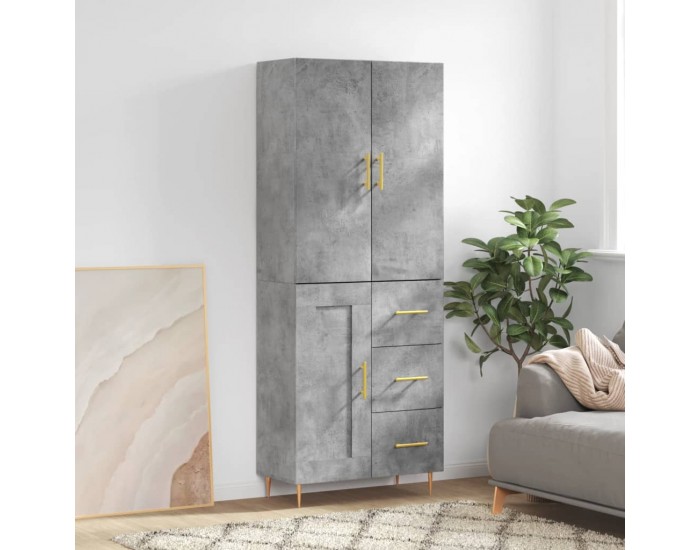 Sonata H Висок шкаф, бетонно сив, 69,5x34x180 см, инженерно дърво