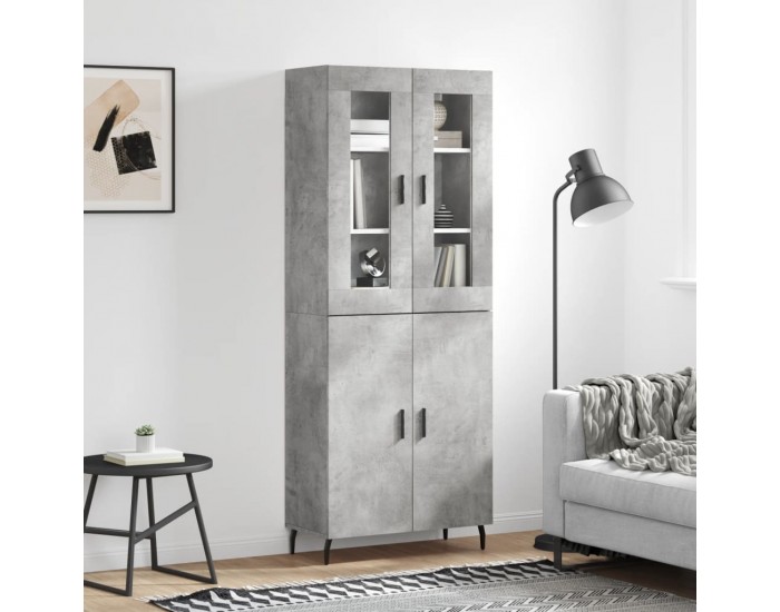 Sonata H Висок шкаф, бетонно сив, 69,5x34x180 см, инженерно дърво