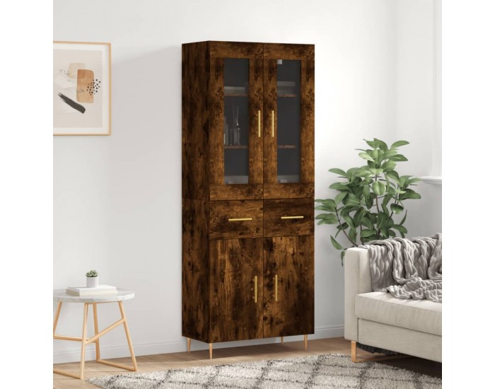 Sonata H Висок шкаф, опушен дъб, 69,5x34x180 см, инженерно дърво