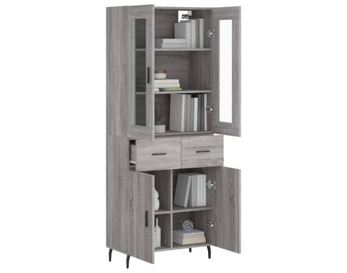 Sonata Dulap înalt, gri sonoma, 69,5x34x180 cm, lemn compozit