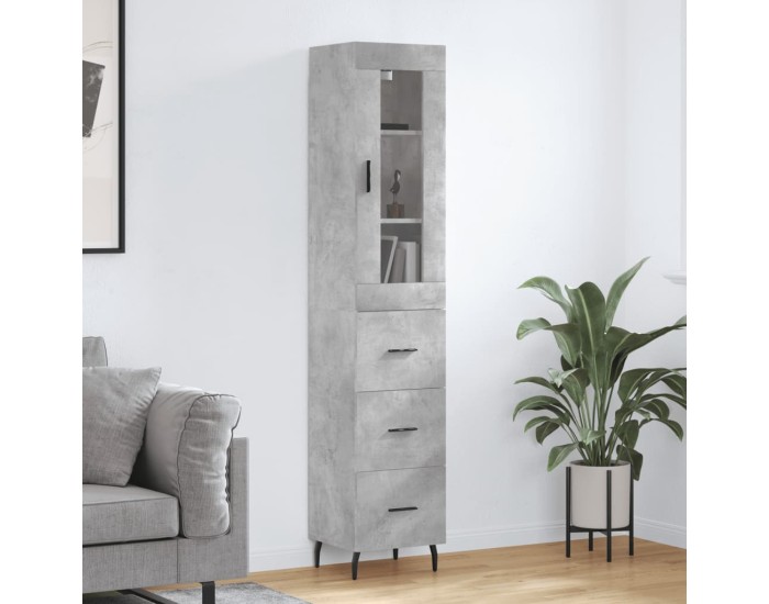 Sonata Dulap înalt, gri beton, 34,5x34x180 cm, lemn prelucrat