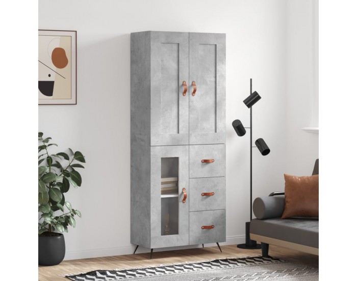 Sonata H Висок шкаф, бетонно сив, 69,5x34x180 см, инженерно дърво