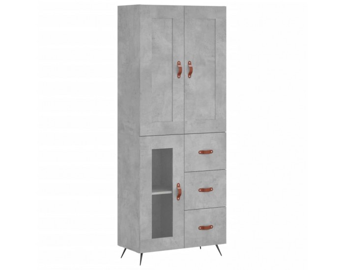 Sonata H Висок шкаф, бетонно сив, 69,5x34x180 см, инженерно дърво