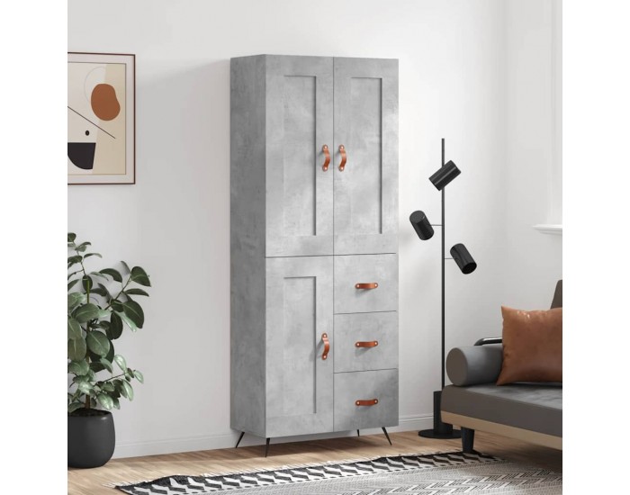 Sonata H Висок шкаф, бетонно сив, 69,5x34x180 см, инженерно дърво